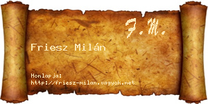 Friesz Milán névjegykártya